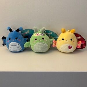 NWT Set of 3 Squishmallow Keychains Moths/Butterfly